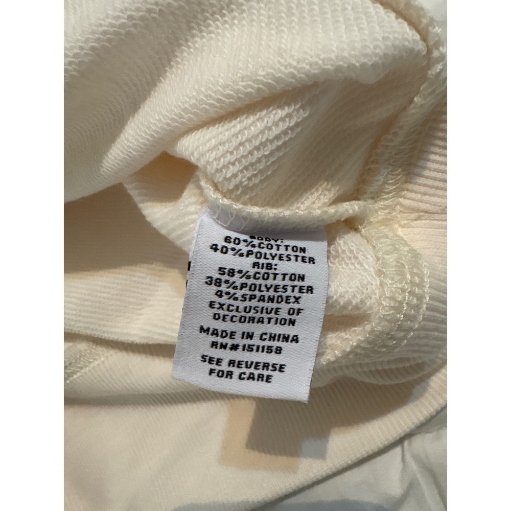 525 Womens XS Cream Sweatshirt Yellow Fringe Crew Neck Long Sleeve - Picture 7 of 7